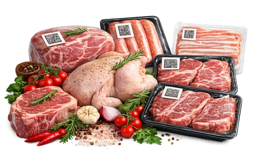 Маркированная мясная продукция с кодами Data Matrix